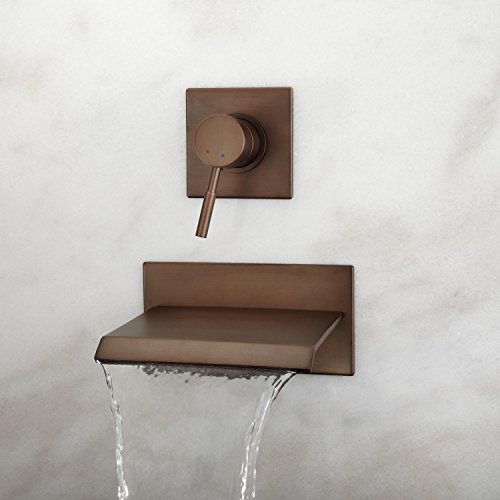 Signature Hardware 924617 Lavelle 6-1/2" Waterfall Wall Mounted Tub Filler With Metal Lever Handle - Valve Included #TOP4