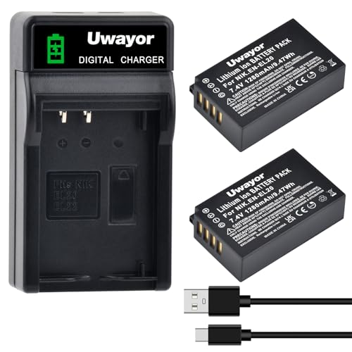 EN EL20 EN EL20a   Juego de 2 baterías y Cargador USB LED para Nikon Coolpix P1000, P950, DL24 500, Coolpix A, 1 AW1, 1 J1, 1 J2, 1 J3, 1 S1,1 V3