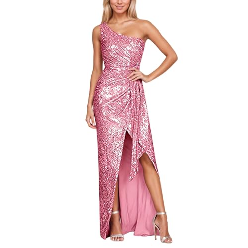 Robe à paillettes fendue sublimant la silhouette sans camoufler le dos