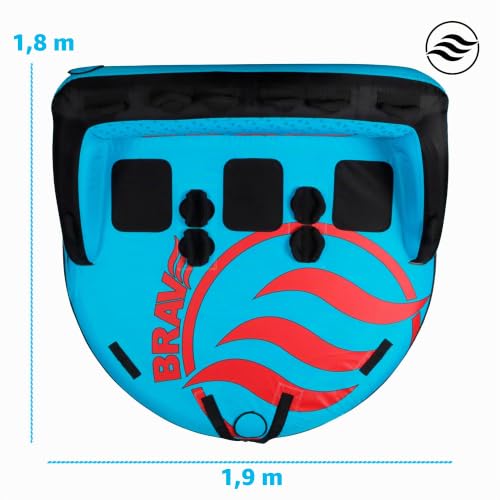 Miniatura 2 de Brave Sports - Sofá Hinchable De Arrastre Con Respaldo Para 3 Personas- Funtube Arrastrable De Pvc Y Nylon - Flotador Remolcable Barco Y Moto Acuática - 16 Asas-190x180x90 Cm - Diseñado En España