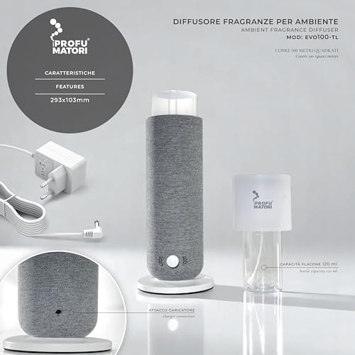 I PROFUMATORI® EVO100TL dyfuzor zapachowy 100 m², zapach 100 ml, w zestawie "boska czerwień" ze światłem otoczenia