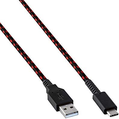 PDP Gaming Charge Cable | 8 Feet USB C Charger: Black/Red - Nintendo Switch