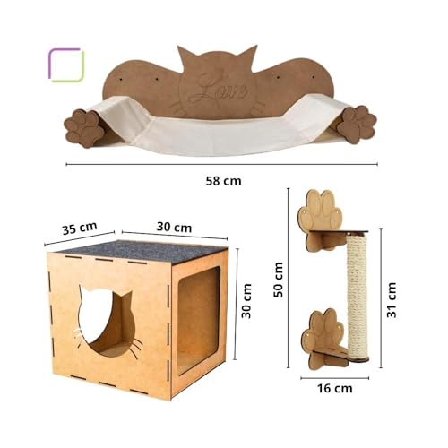 BOXFAN Circuito Para Gatos De Parede Kit Playground para Gatos com 15 Peças Pontes Degraus Arranhado