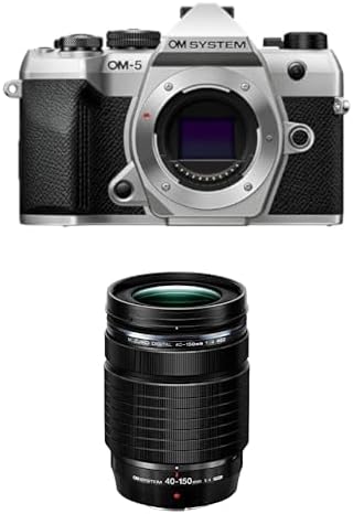 Bundle of OM SYSTEM OM-5 Mark II Body Silver Compact Light Weight Weather Sealed 4K Video Camera Best for Outdoor Travel + M.Zuiko Digital ED 40-150mm F4.0 PRO Compact Powerful Zoom