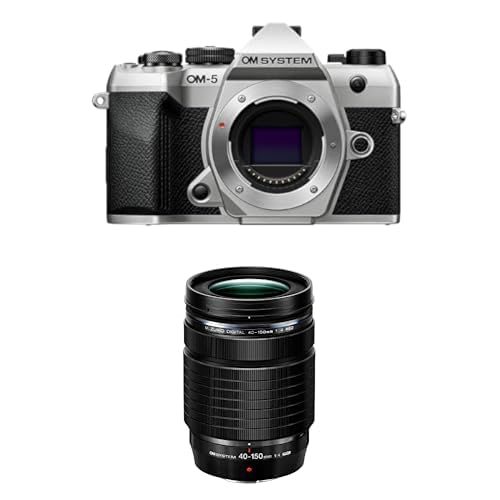 Image of Bundle of OM SYSTEM OM-5 Mark II Body Silver Compact Light Weight Weather Sealed 4K Video Camera Best for Outdoor Travel + M.Zuiko Digital ED 40-150mm F4.0 PRO Compact Powerful Zoom