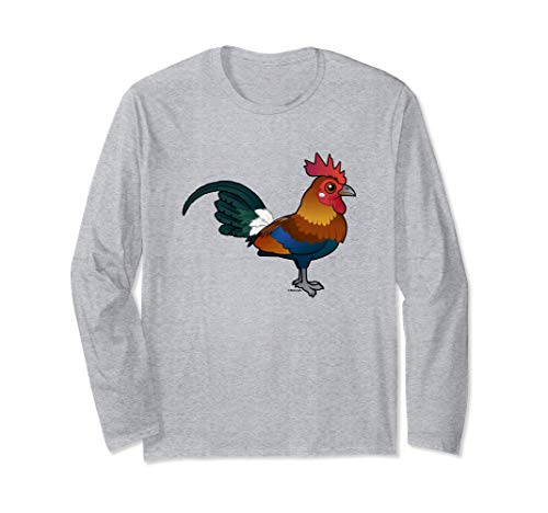 Birdorable Red Junglefowl Cute Cartoon Exotic Chicken Bird Long Sleeve T-Shirt