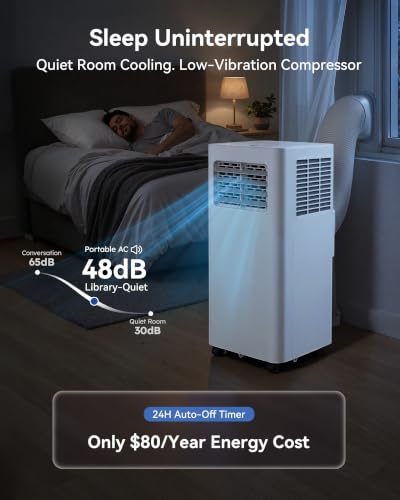 Image of Feelfunn 8000 BTU Portable Air Conditioner, 3-in-1 Cools 350 Sq.Ft, Quiet AC with Fan & Dehumidifier, LED Display, Remote, 24H Timer, Window Kit, for Bedroom /Office /Dorms