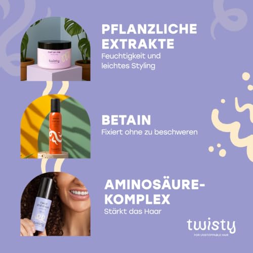 TWISTY Locken Routine Set: Locken Creme, Lockenschaum & Curl Booster - Lockenpflege für Naturlocken, Curly Hair Produkte, Haar Pflege Set für Curls