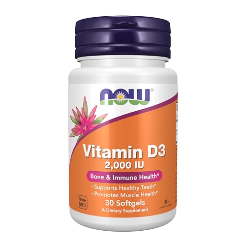 NOW Foods Supplements, Vitamin D-3 2,000 IU, High Potency, Structural Support*, 30 Softgels