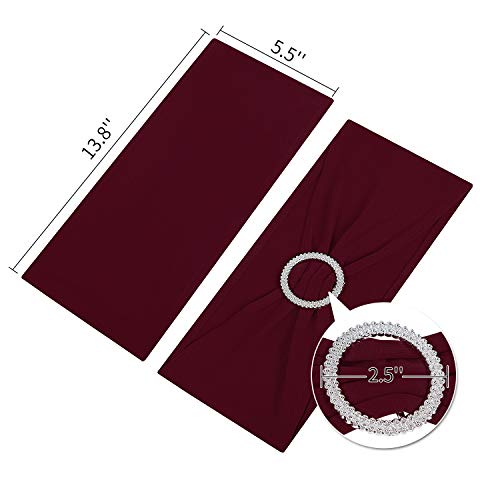 Peomeise 100pcs Burgundy Spandex Chair Sashes with Buckle Slider for Wedding, Party Decoration by Peomeise - Image 4