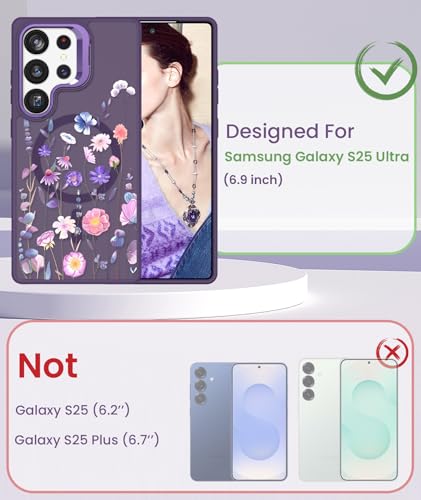 Dretal Magnetic for Samsung Galaxy S25 Ultra Case Floral,Built-in Lens Stand, Screen Protector,Magnetic Translucent Matte Cases,Shockproof Women Girls Flower Pattern Cover for S25 Ultra(Colorful) by Dretal - Used condition - Image 4