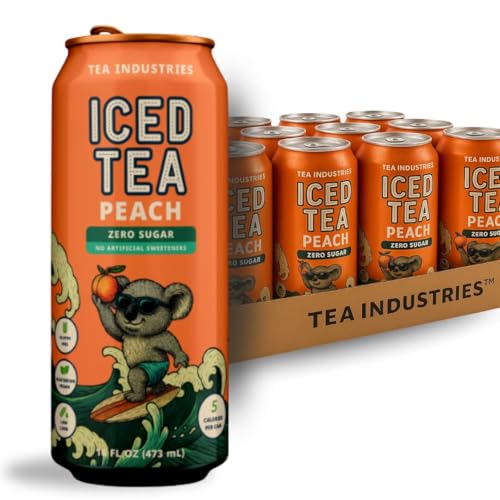 Green Tea with Peach Iced Tea – Sugar Free, Low Calorie Antioxidant Drink, Fruity Flavor, 16oz Cans (12-Pack)
