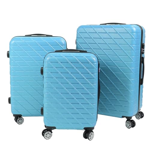 Yosoo Lightweight Hardshell Spinner Luggage Set with TSA Lock, 3 Piece ABS Aluminium Alloy Suitcases with Smooth Wheels for Travel (Blue Notebook)