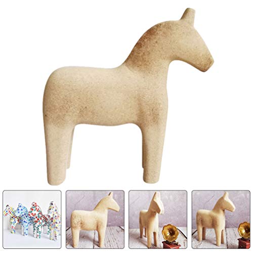 Heallily Vintage Unfinished Swedish Wooden Dala Horse Unfinished Wooden Horse Figurine Statue Horse Painting By Yourself S #TOP1