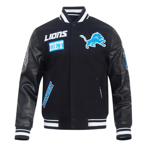 Pro Standard Mens NFL Detroit Lions Area Code Varsity Jacket Black L