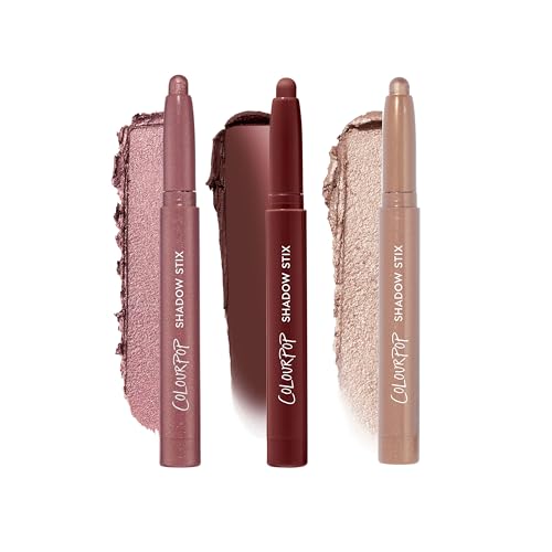 ColourPop Rose Goals Shadow Stix Makeup Kit - Matte + Shimmer Eyeshadow Make Up Set - Vegan & Cruelty-Free Cream Eyeshadow Sticks with High-Pigment & Metallic Finishes (3 Count)