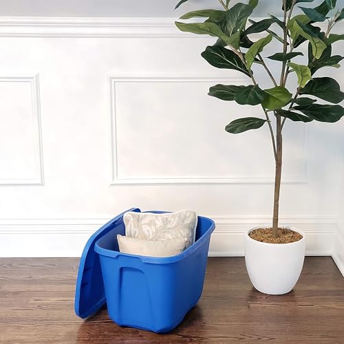 HOMZ 4-Pack Durable Molded Bin, Plastic Storage Containers w/Lids, 10 Gallon, Blue - Stackable Organizer Totes and Boxes for Bedroom, Kitchen, and Garage Organization by Homz - Image 9