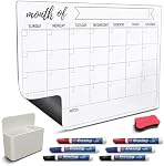 Calendrier du réfrigérateur magnétique 15" x 12" – Tableau d'effacement à sec mensuel avec aimant plein dos fort, marqueurs à pointe fine, effacement & Bac magnétique de marquage – Planificateur de tableau blanc sans hébergement pour la maison, bureau & Salle de classe