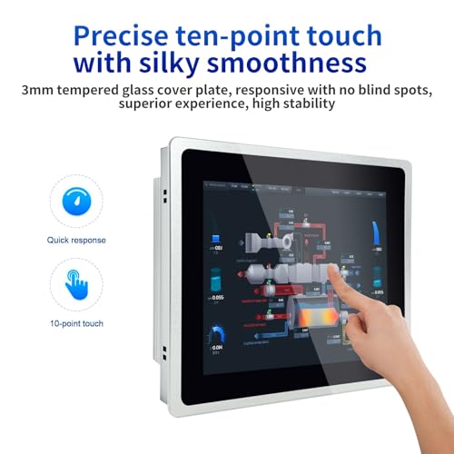 Image of Industrial Embedded Panel PC, 10 Point Capacitive Win10 Pro Industrial Touch Screen Panel Computer, IP65 All-in-One Computer with 1xRS485, 5xRS232, I5 7200U, 17 Inches, 8GB RAM+256G SSD