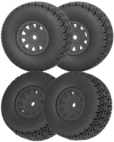 hopsupRC RC Upgrades Parts Beadlock Wheels Hub Rim Tires Wheels and Plastic Wheel hub for 1/14 Mojave GROM RC Car.Black(4PCS)