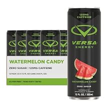 VERSA Energy by PEScience, Sugar Free Energy Drink, 125mg Caffeine, Perfectly Carbonated, Watermelon Candy, Case of 12