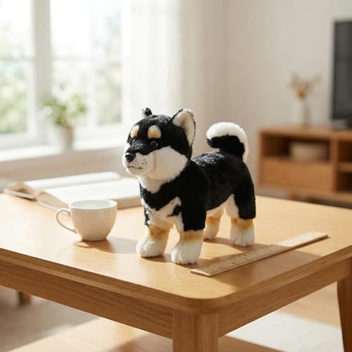 ZHONGXIN MADE Realistic Black Shiba Inu Dog Plush Toy - Simulation Black 11" Standing Shiba Inu Pet Dog Stuffed Animal Puppy Toy, Gift Toys for Kids Birthday, Home Decor by ZHONGXIN MADE - Used condition - Image 3