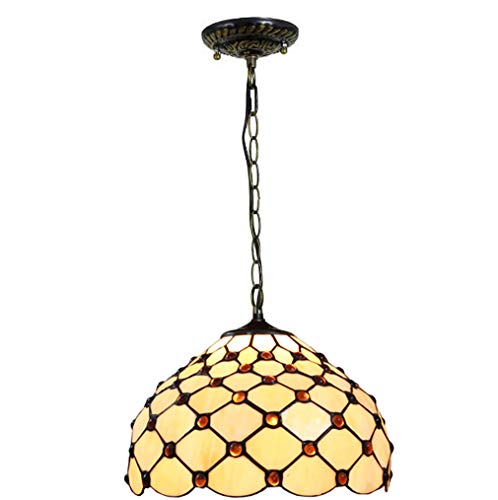 Lámpara Colgante de Techo Estilo Europeo Tiffany de 30 cm con vitrales, Ideal para restaurantes, cocinas, cafeterías, entradas y Balcones.