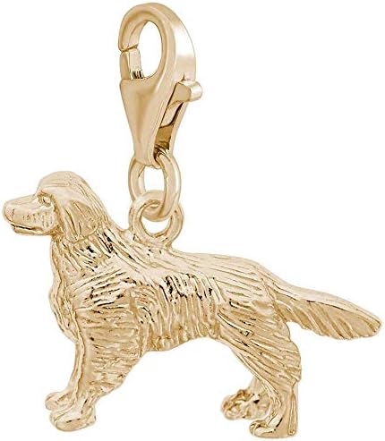 Rembrandt Charms Golden Retriever Charm with Lobster Clasp, Gold Plated Silver