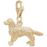 Rembrandt Charms Golden Retriever Charm with Lobster Clasp, Gold Plated Silver