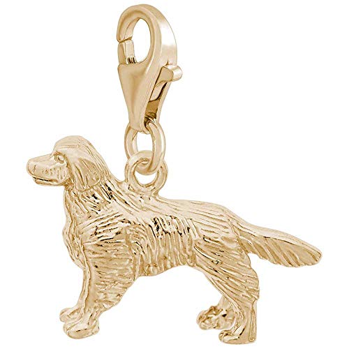 Rembrandt Charms Golden Retriever Charm With Lobster Clasp, Gold Plated Silver #TOP2