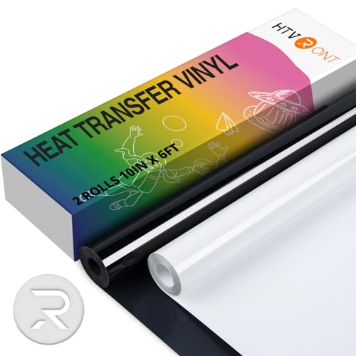 Image of HTVRONT Puff Vinyl Heat Transfer - 10 inch x 6FT Puff HTV Vinyl Roll for T Shirts, Puff Iron on Vinyl Compatible with Cricut Cutting Machine - Use for 3D Puff Heat Transfer Effect (Black and White)