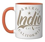 Indio CA | California Ceramic Mug, Orange/White