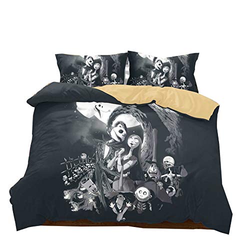 pesadilla antes de Navidad Juego de cama de 3 piezas Funda nórdica de 1 pieza con funda de almohada de 2 piezas sin edredón