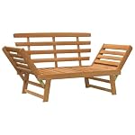 vidaXL Bois Solide d'Acacia Banc de Jardin 2-en-1 Chaise Longue d'Extérieur Transat de Patio Bain de Soleil de Terrasse Banc de Patio 190 cm