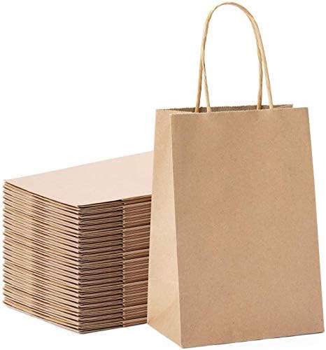Switory 50pc Party Bags Kraft Gift Bag 13.3 x 9.5 x 20.3cm Brown Shopping Paper Bag with Twisted Handles for Party Favor, Packaging, Customization, Carry, Retail, Merchandise, Wedding