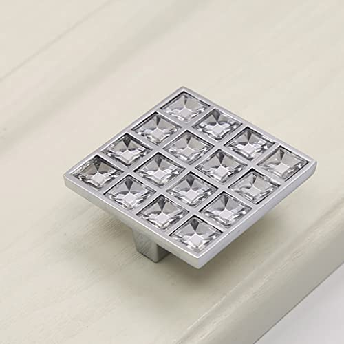 ESreake 4 Pack Extra Large Square Crystal Rhinestone Cabinet Knobs Pulls Handle,Shiny Diamond Glass Dresser Drawer Knobs Handles for Cupboard Wardrobe Dresser (Square 1.26" Hole Centers, 4 Pack) by ESreake - Image 3