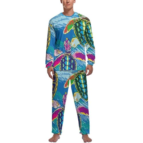 Pyjama homme haut et bas motif tortue pour vos week-ends détente à la maison