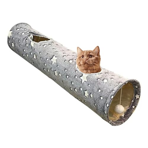 Kollapsierbarer Oxford- Cloth- Tunnel mit Sichtlöchern Flauschiges nachleuchtendes Design lustiges interaktives Spielzeug für Katzen und Kaninchen