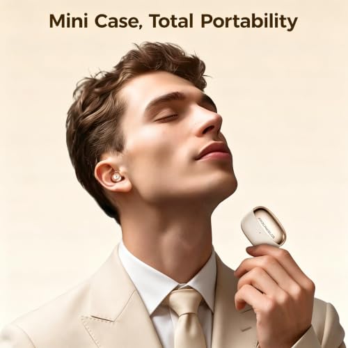 Aesthetic Upgraded Wireless Earbuds 2-in-1 with Day & Night Modes, Bluetooth 6.0 Ultra-Mini Headphones, Built in Mics & HIfi Stereo Earphones, IPX5, All in Comfortable Ear buds (Champagne Gold) by FADCAMELOS - Image 5