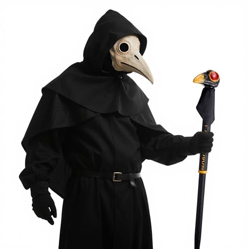 Spooktacular Creations Halloween LED Staff, Plague Doctor Cane with Light Up Eyes, Raven Costume Magic Walking Stick Prop Accessory for Halloween Cosplay Party Dress Up by Spooktacular Creations - Used condition - Image 7