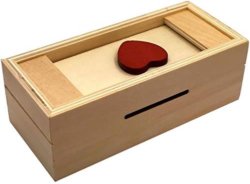 Puzzle Box Enigma Heart Secret - Money and Gift Card Holder in a Wooden Magic Trick Lock with Hidden Compartment Piggy Bank Brain Teaser Game