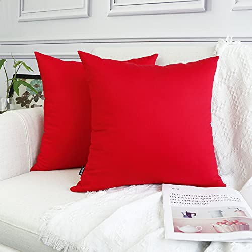 Coddsmz 6 Pack Decorative 100% Cotton Pillow Covers Square Cushion Cover Solid Diy Throw Pillowcase For Home Bed Sofa Halloween Christmas,Red,6 Pack-18" X 18"/45X45Cm #TOP3