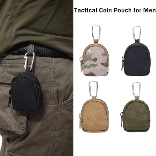 Mini Backpack Keychain Muti-functional Pouch Wristlet Wallet for Men Small Zipper Purse Outdoor Tactical Coin Bag Earbuds Keyrings Card Holder Cable Organizer for Outdoor Activities (Camouflage)2
