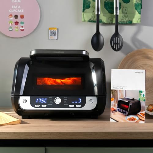 InnovaGoods® Freidora aire con Grill 6L, air fryer 3400 W con + 100 recetas en Español, Freidora sin aceite con Ventana, 12 programas, pantalla táctil, temporizador, airfryer con flujo de aire 360°.