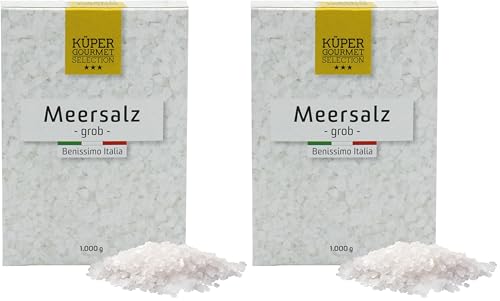 Küper Selection Meersalz - 1000g grobes Salz zum Würzen und Verfeinern - ohne Zusätze oder chemische Nachbehandlung (Packung mit 2)