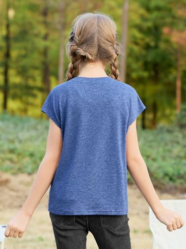 GORLYA 2 Pack Girls Cap Sleeve Summer T-Shirt Multipacks Casual Loose Basic Tee Tops with Pocket 6-14Y2