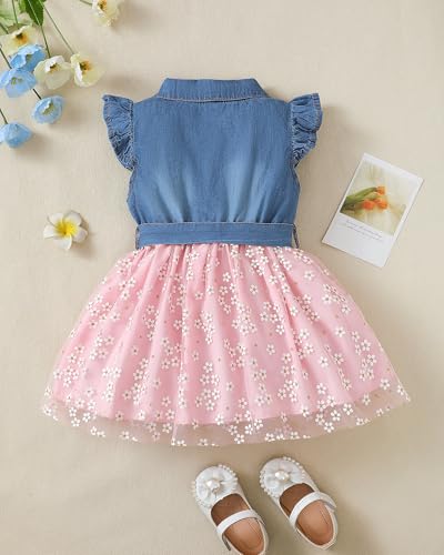 Toddler Girl Clothes Denim Tulle Dresses Baby Summer Tutu Sundress Outfit Toddler Princess Dress for Girls3