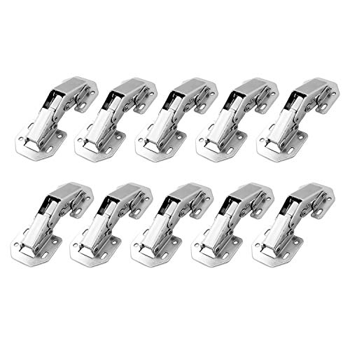 LIKERAINY Bisagra Atornillable Pequeña con Muelle 90 Grado Bisagras Cierre Automático para Puerta Ligera Totalmente Solapado y Arremetido de Empotrado Mueble Armario de Cocina 10 PCS Cover