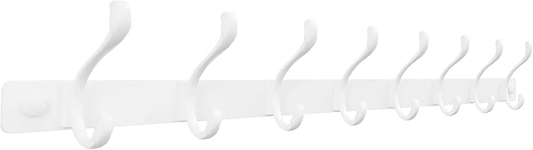 Coat Racks Wall Coat Rack with 8 Double Hooks, White, High Load Capacity, Durable and Space-Saving for Entryway, Bedroom, Kitchen, Bathroom