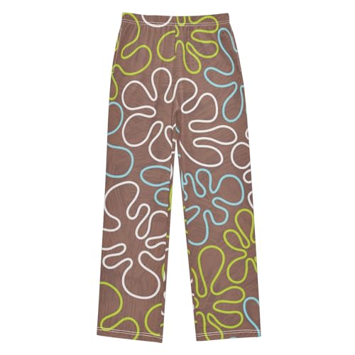 Fun Flower Boys Pants Boys Athletic Pants Long Pant for Boywith Pockets Wide-Leg Size 6-14Y